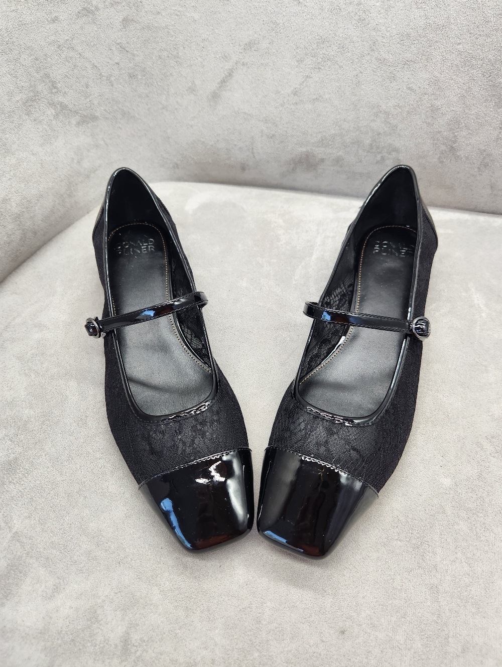 Donald Pliner Mary Jane Flats 11 Black Lace Ditzy Formal Classic Retro New $200